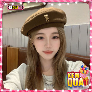 Mũ Nồi Nón Beret Đính Hình Gấu Dễ Thương RQN2203 - requane