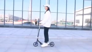 Adult/Adolescent Foldable Adjustable Height Pedal Scooter Portable Mobility Tool with Handbrake