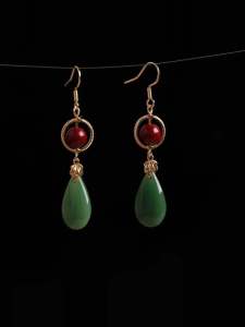 New Chinese Style Copper Earrings Antiallergic Indigo Dyed Match All Types Daily Wear Suitable for Hanfu And Cheongsam