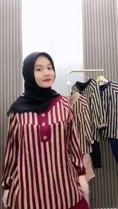 PROMO HARI INI SETELAN GARIS SALUR WANITA JUMBO TERBARU