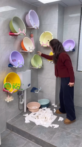 Giá Treo Thau Chậu Gắn Tường Có Móc Treo Khăn Giá Để Đồ Dùng Nhà Tắm Đa Năng Thiết Kế Tai Thỏ