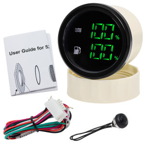 RYSJM | Universal 52mm LED Digital Dual Car Gauge Oil Level Meter + Water Level Gauge 2-in-1 Meter 2inch For Car Boat Marine 12V 24V