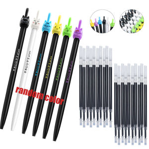 Animal Cat Shaped 0.5mm Retractable Neutral Pen Black Ink Quick Drying Filling Pen Core For Office Writing Stationery Supplies