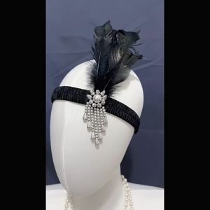 3pcs/set Bachelor Party Costume Accessories Great Gatsby Halloween Pearl Necklace + Flapper Headband + Glove Set