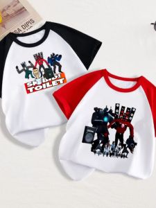 Pure Cotton Short Sleeve T-Shirt Childrens Summer Clothing Cartoon Titan Monitor Sound Toilet Man Print Kids Casual Tops