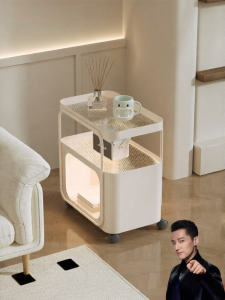 OUQI | Cream Style Mobile Side Table