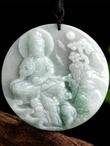 Natural Myanmar a Goods Genuine Goods Jade Landscape Free Guanyin Bodhisattva/Buddha Statue Pendant Ice Jade Stone Pendant Ornament