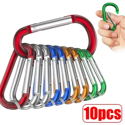 Carabiner Keychain D-ring Buckle Spring Carabiner Snap Hook Clip Keychains Camping Accessories Multifunctional Stainless Steel