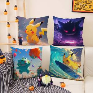 Bandai | Pokemon Ho Oh Anime Plush Pillow Cover Soft Short Plush Cushion Cover For Sofa Bedroom Living Room Home Decor Gift