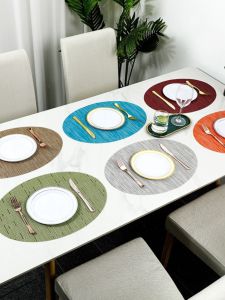 ผ้าปูโต๊ะทรงอvaleสำหรับรับประทานอาหารแบบยุโรป PVC ทนความร้อนสำหรับใช้ในบ้านและโรงแรม สไตล์เรียบง่าย