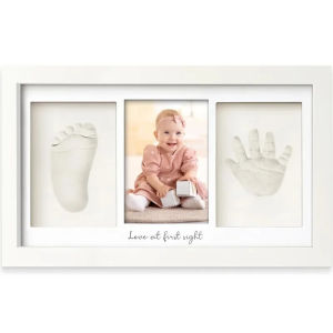 Baby Handprint Footprint Clay Kit Newborn Keepsake Picture Frame with Display Case for Nursery New Mom Gifts Baby Shower Reg