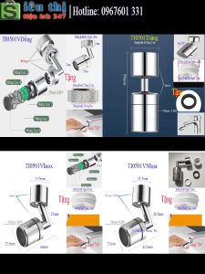 Đầu Vòi Rửa Bát Xoay 360 Độ Tạo Bọt Chống Bắn Nước TI0501