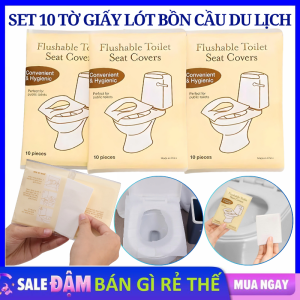 Gói 10 Miếng Giấy Lót Bồn Cầu Du Lịch Kháng Khuẩn Dùng 1 Lần Tiện Lợi - Tấm Lót Bệt Bệ Bồn Cầu Sạch Sẽ - Giấy Lót Bệt Bồn Cầu Mang Dùng Một Lần Tiện Dụng