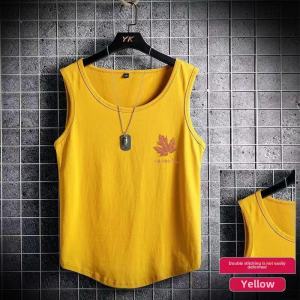 Pure Cotton T-Shirt Vest Mens Summer Loose Waistcoat Men Sleeveless Short Sleeve Sports Fitness Basketball Ins Trendy Plus Size