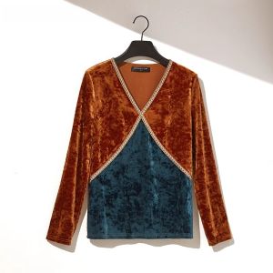 GOSSIP.D | V-Neck Fashionable Colorful Velvet Top