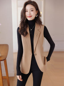 Fashionable Sleeveless Suit Vest Womens Spring Autumn Casual Versatile Stylish Commute Style Polyester Fiber One Button Pure Color