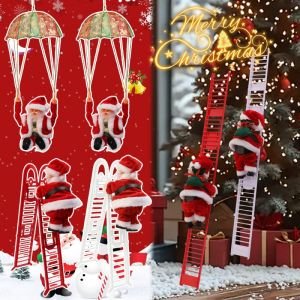 บันไดสำหรับปีนไฟฟ้าซานตาคลอสของตกแต่งวันคริสต์มาสตุ๊กตากล่องเพลงสร้างสรรค์ของเด็กสนุกสนานตกแต่งคริสต์มาสของขวัญปีใหม่