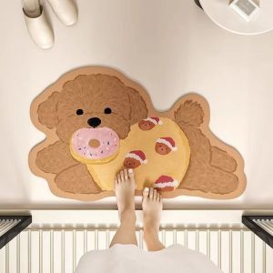 VIKAMA Cute Dog Irregular Floor Mat Non‑Slip Cartoon Poodle Shaped Doormat Decor Rug for Bedroom Entryway Bathroom Indoor Home