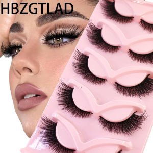 5 Pairs Cat/Fox Eyelashes Faux Mink Eyelashes Winged End Eye Elongated Eyelashes Fake Lashes Soft Natural Long Full Strip Lashes
