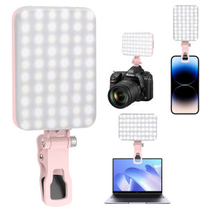 LED Selfie Light 60 High Power คลิปเติมแสงวิดีโอสําหรับโทรศัพท์ iPad พร้อมคลิปด้านหน้าและด้านหลังปรับ 3 โหมดแสง