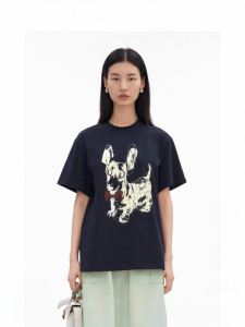 Cotton Dachshund Pattern 2026 Summer Relaxed Round Neck T-Shirt