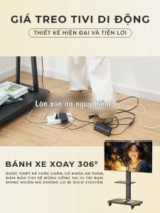 Giá treo tivi di động thiết kế thông minh có bánh xe dễ dàng di chuyển - GM173