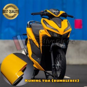 sticker skotlet motor warna kuning glossy / skotlet kuning lemon glossy mengkilat / skotlet kuning tua glossy mengkilat / scotlite otomotif warna kuning untuk motor dan mobil