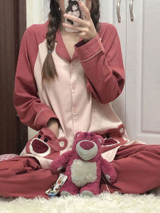 Áo Ngủ Cotton Dài Tay Rộng Rãi Dễ Thương Mùa Thu Áo Ngủ Mặc Nhà Thoải Mái Cho Nữ Áo Khoác Ngoài Được Thiết Kế Theo Phong Cách Hoạt Hình Dễ Thương