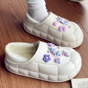 Dép Crocs Cotton Ấm Áp Dép Xăng Đan Thời Trang Hàn Quốc Đáng Yêu Bằng Vải Nhung Lông Cho Nữ Dép Bít Gót Chống Thấm Nước Với Jibbitz Charm Cho Crocs