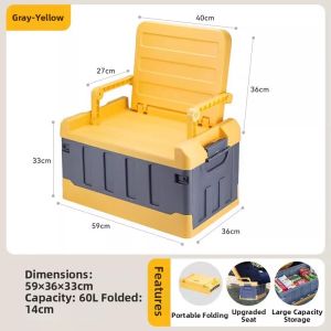 Folding Large Capacity Storage Box with Backrest for Camping and Car Use