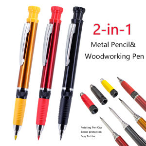2.8mm 2-in-1 Solid Woodworking Mechanical Pencil with Lead and Built-in Sharpener for Deep Hole Carpenter Marking Pencils Tool
