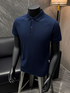 Áo Thun Polo Cổ Bẻ Mỹ Màu Xanh Lam Ngắn Tay Nam Mùa Hè Trung Niên Chắc Chắn Vai Tay Áo Cotton Polyester Thường Ngày