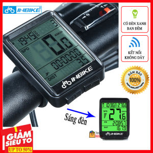 Đồng hồ đo tốc độ xe đạp thể thao không dây có đèn hiển thị km INBIKE