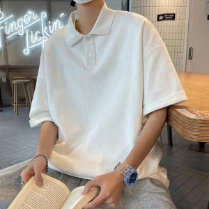 Loose Fit Short Sleeve Polo Shirt Casual Turn-down Collar Mens Hong Kong Style Summer Fashion Brand T-shirt Cotton Sweat-wicking