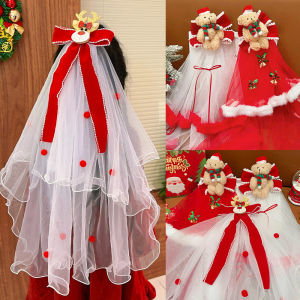 Christmas Theme Tulle Hair Clips for Girls Festive Atmosphere Princess Style Floating Tulle Hair Accessories Childrens Clothing