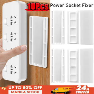 10pcs Power Socket Fixer Home Decor Punch-free Holder Self-Adhesive Sliding Design Socket Rack Seamless Power Strip Holder for Kitchen/Home/Office/Bedroom