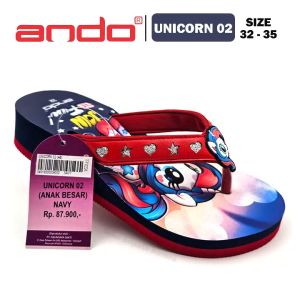 Sandal Jepit Anak Perempuan – ANDO – UNICORN 02 – Size 32-35 – Outdoor – Casual – Fashion Navy
