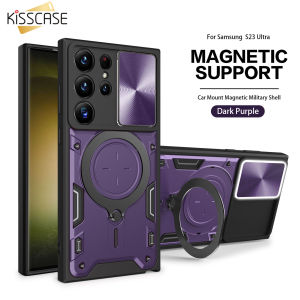 【Magnetic Rotate Bracket】KISSCASE For Samsung S23Ultra Multi-Function Lens Sliding Window Case Magsafe Ring Bracket Anti-Fall Protective Cover Holder Camera Slide Shockproof Cover For Galaxy S23Ultra S23Plus S23+ S23 S22 S21