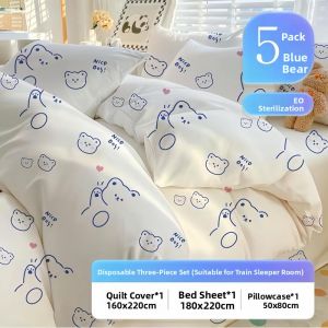 MONLEYTA | Travel Disposable Bed Sheet Cover Pillowcase Three-Piece Set Double Thick Hotel Sanitation Vacuum Packaged Single Use Linens