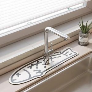 VIKAMA Cartoon-themed Sink Mat: Quick-drying Non-slip Kitchen and Bathroom Faucet Countertop Drain Mat for Home Decor