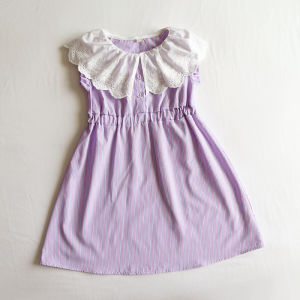 Daily Order 120-160 Japanese Style Girl Ruffled Collar Dress Princess Flying Sleeve Skirt Girls Summer Stripes Skirt