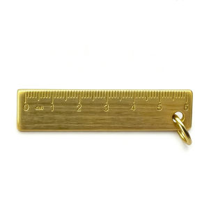 Vintage Mini Brass Straight Ruler 6cm Portable Golden Metal Measuring Scale With Hang Hole Pocket Size Small Stationery