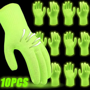 10 đôi găng tay huỳnh quang màu xanh lá cây chống mài mòn lao động bảo hộ lao động găng tay Nylon đàn hồi Gắng tay lái mô tô thoáng khí
