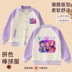 Kpop Hunter Girl Group Baseball Style Spring Autumn Jacket for Girls Trendy Cotton Polyester Kids Outerwear Fashionable Top