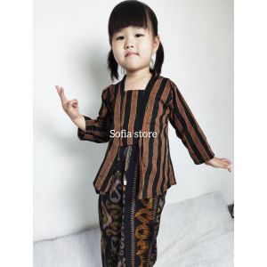 Atasan Saja Kebaya Lurik Anak Perempuan Pakaian Kostum Tradisional Anak-anak Adat Jawa