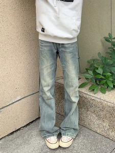 กางเกงยีนส์ทรงตรงผู้ชาย Farsta ทรงขาบานสีฟ้า กางเกงขายาวทรงสลิมฟิต ทรงเข้ารูป กางเกงยีนส์ทรงตรงสไตล์อเมริกัน