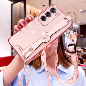 Oppo Reno12 pro Silicone Phone Case with Wristband Slant Crossbody Lanyard Full Cover Anti-fall Soft Female 125g New Model