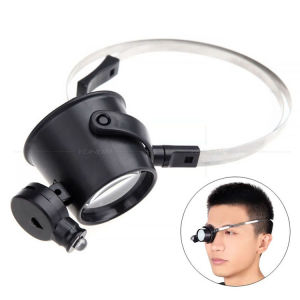 15 times Magnification Eyeglass Style Portable Magnifying Glass with LED Light Watch Repair Tool High Definition Headwear Type
