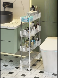 2/3/4 Layers Gap Storage Rack Acrylic Transparent Shelf Kitchen & Bathroom Slim Organizer With Wheels