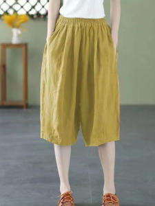 QIAOXIZI | Cotton Linen Womens Summer Shorts